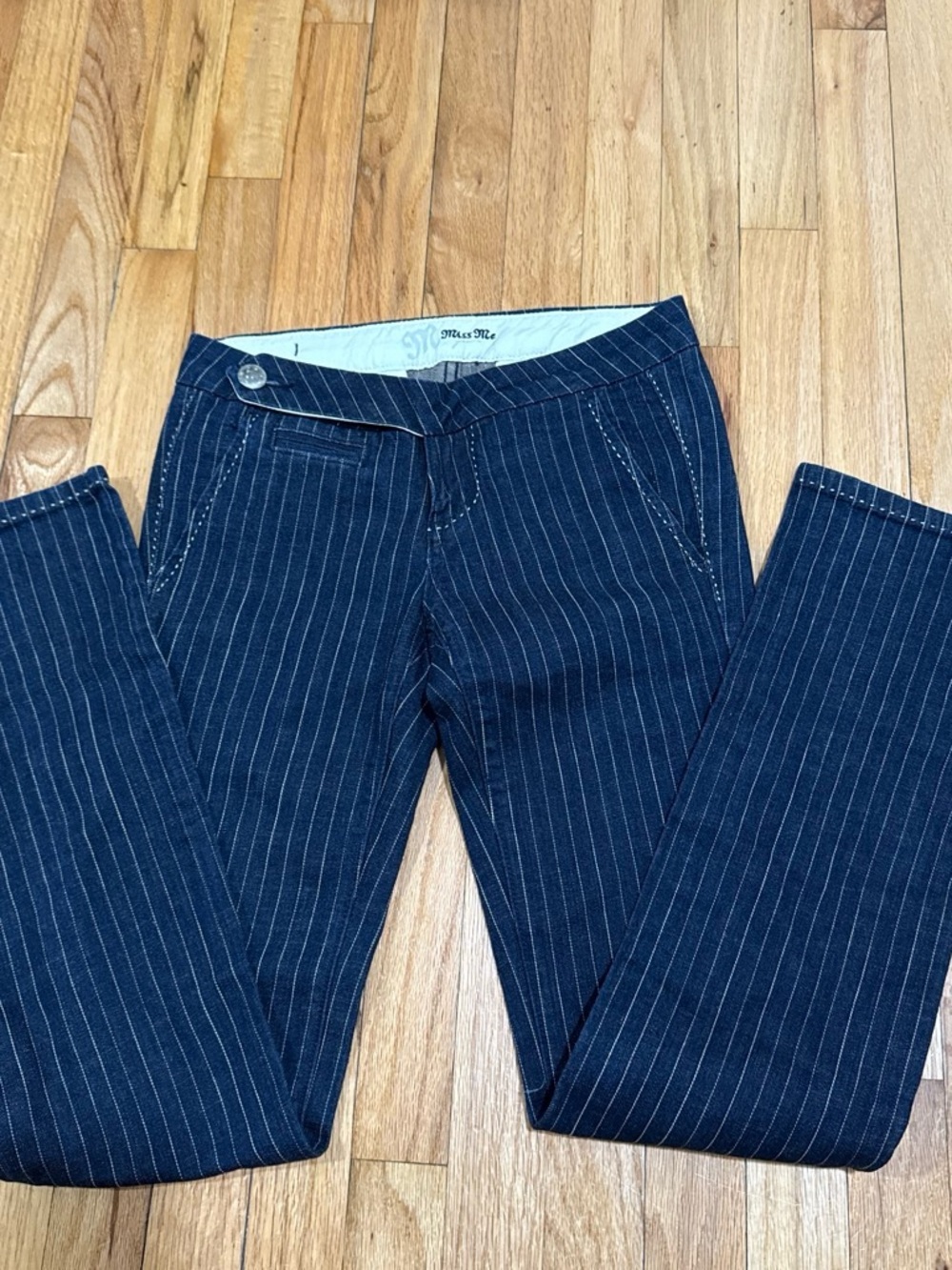 Miss Me Navy Pinstripe Corduroy Pants